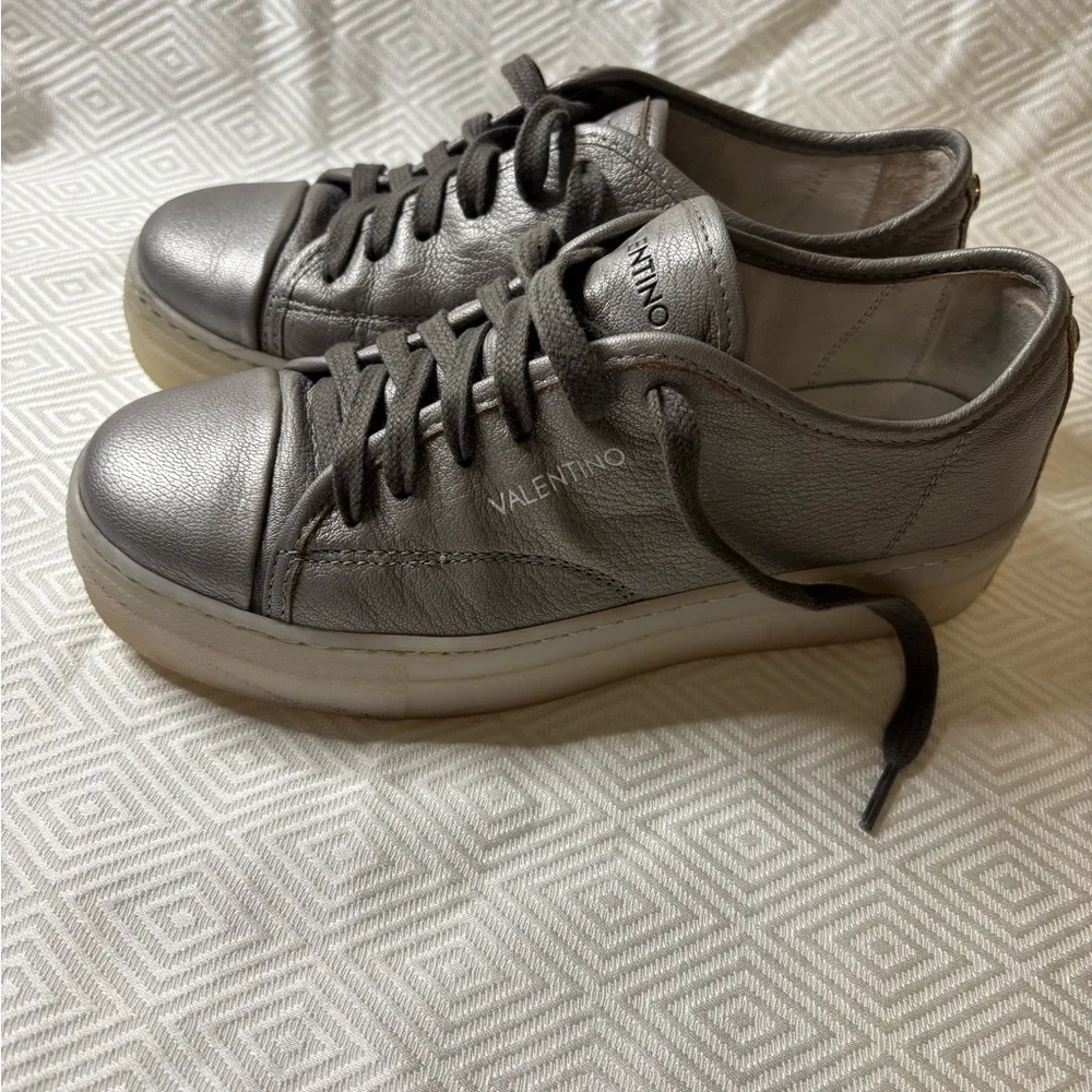 Valentino platform women’s silver Gray Sneakers size 7.5 - Picture 9 of 15